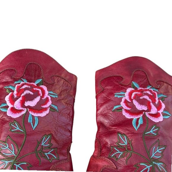 L'Artiste Women's Red Rose Embroidered Leather Boots Size 7.5 / 8 - Picture 14 of 15